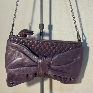 Juicy Couture Shimmer Purple Leather Bow Quilted Bag